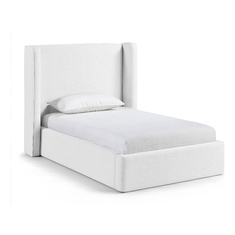 Bowery Hill Contemporary White Linen Textured Fabric Upholstered Twin Bed