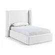 Bowery Hill Contemporary White Linen Textured Fabric Upholstered Twin Bed