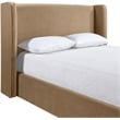 Bowery Hill Contemporary Beige Velvet Upholstered King Fully Slatted Bed