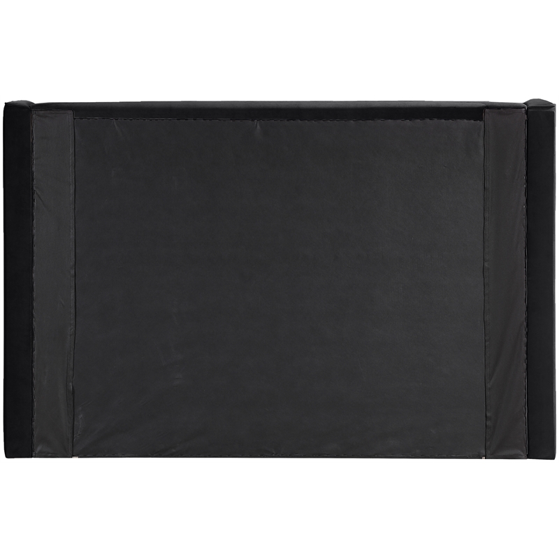 Bowery Hill Contemporary Black Velvet Upholstered Full Fully Slatted Bed
