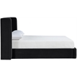 Bowery Hill Contemporary Black Velvet Upholstered Queen Fully Slatted Bed
