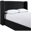 Bowery Hill Contemporary Black Velvet Upholstered Queen Fully Slatted Bed