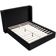 Bowery Hill Contemporary Black Velvet Upholstered Queen Fully Slatted Bed