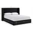 Bowery Hill Contemporary Black Velvet Upholstered Queen Fully Slatted Bed
