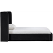 Bowery Hill Contemporary Black Velvet Upholstered Twin Fully Slatted Bed