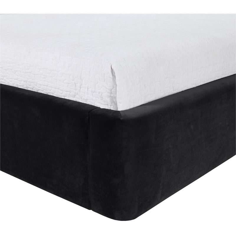 Bowery Hill Contemporary Black Velvet Upholstered Twin Fully Slatted Bed
