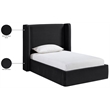 Bowery Hill Contemporary Black Velvet Upholstered Twin Fully Slatted Bed
