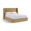 Bowery Hill Contemporary Camel Velvet Upholstered King Fully Slatted Bed