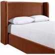 Bowery Hill Contemporary Cognac Velvet Upholstered Queen Bed
