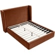 Bowery Hill Contemporary Cognac Velvet Upholstered Queen Bed
