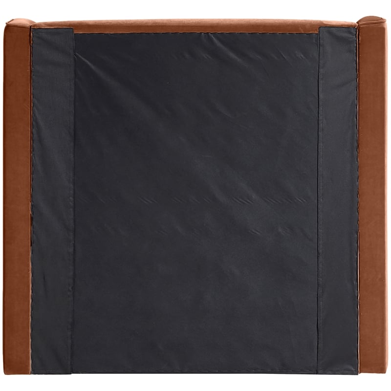 Bowery Hill Contemporary Cognac Velvet Upholstered Twin Fully Slatted Bed