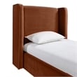 Bowery Hill Contemporary Cognac Velvet Upholstered Twin Fully Slatted Bed