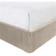 Bowery Hill Contemporary Cream Velvet Upholstered Queen Fully Slatted Bed