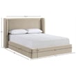 Bowery Hill Contemporary Cream Velvet Upholstered Queen Fully Slatted Bed