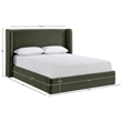 Bowery Hill Contemporary Green Velvet Upholstered Full Fully Slatted Bed