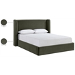 Bowery Hill Contemporary Green Velvet Upholstered Full Fully Slatted Bed