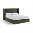 Bowery Hill Contemporary Green Velvet Upholstered Full Fully Slatted Bed