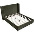 Bowery Hill Contemporary Green Velvet Upholstered Queen Fully Slatted Bed