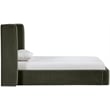 Bowery Hill Contemporary Green Velvet Upholstered Twin Fully Slatted Bed