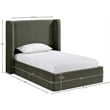 Bowery Hill Contemporary Green Velvet Upholstered Twin Fully Slatted Bed
