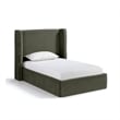 Bowery Hill Contemporary Green Velvet Upholstered Twin Fully Slatted Bed