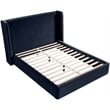Bowery Hill Contemporary Navy Velvet Upholstered Full Fully Slatted Bed