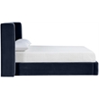 Bowery Hill Contemporary Navy Velvet Upholstered Queen Fully Slatted Bed