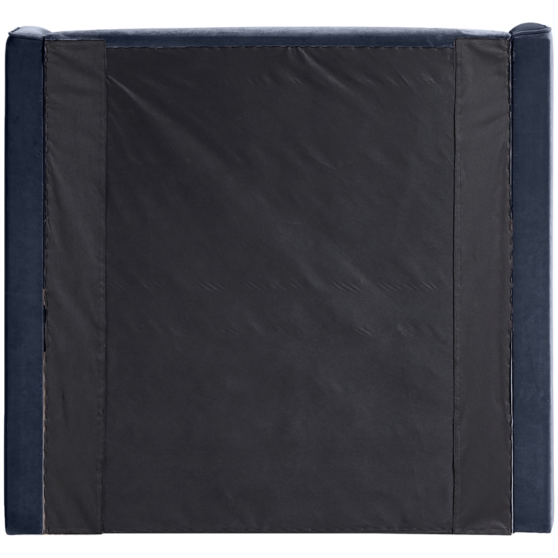Bowery Hill Contemporary Navy Velvet Upholstered Twin Fully Slatted Bed