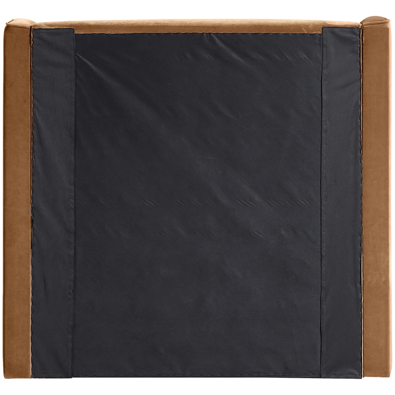 Bowery Hill Contemporary Saddle Velvet Upholstered Twin Fully Slatted Bed