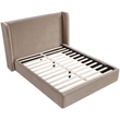 Bowery Hill Contemporary Taupe Velvet Upholstered Full Fully Slatted Bed