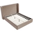 Bowery Hill Contemporary Taupe Velvet Upholstered Queen Fully Slatted Bed