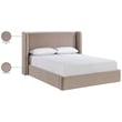 Bowery Hill Contemporary Taupe Velvet Upholstered Queen Fully Slatted Bed