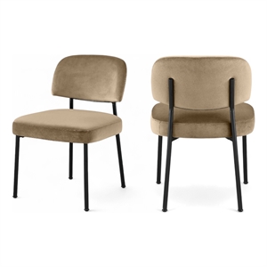bowery hill contemporary beige performance fabric dining chair (set of 2)
