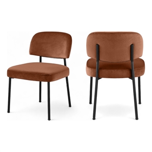 Bowery Hill Contemporary Cognac Performance Fabric Dining Chair (Set of 2)