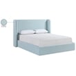 Bowery Hill Contemporary Light Blu Linen Textured Fabric Upholstered Queen Bed