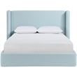Bowery Hill Contemporary Light Blu Linen Textured Fabric Upholstered Queen Bed