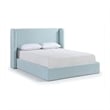 Bowery Hill Contemporary Light Blu Linen Textured Fabric Upholstered Queen Bed