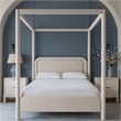 Bowery Hill Contemporary Beige Linen Textured Fabric Upholstered Full Bed