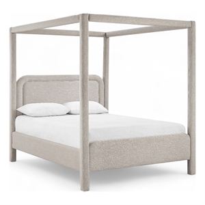 Bowery Hill Contemporary Beige Linen Textured Fabric Upholstered Full Bed