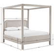 Bowery Hill Contemporary Beige Linen Textured Fabric Upholstered Queen Bed
