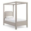 Bowery Hill Contemporary Beige Linen Textured Fabric Upholstered Twin Bed