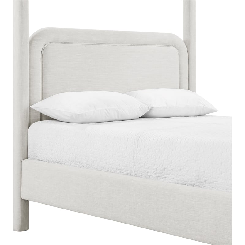 Bowery Hill Contemporary Cream Linen Textured Fabric Upholstered Full Bed
