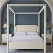 Bowery Hill Contemporary Cream Linen Textured Fabric Upholstered King Bed
