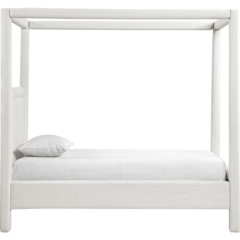 Bowery Hill Contemporary Cream Linen Textured Fabric Upholstered Twin Bed