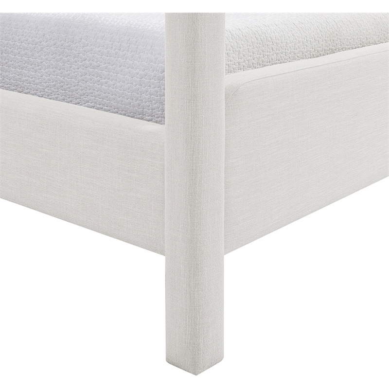 Bowery Hill Contemporary Cream Linen Textured Fabric Upholstered Twin Bed