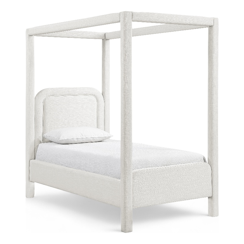 Bowery Hill Contemporary Cream Linen Textured Fabric Upholstered Twin Bed