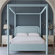 Bowery Hill Contemporary Light Blue Linen Textured Fabric Upholstered King Bed