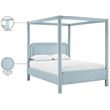 Bowery Hill Contemporary Light Blue Linen Textured Fabric Upholstered King Bed