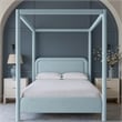 Bowery Hill Contemporary Light Blue Linen Textured Fabric Upholstered Queen Bed