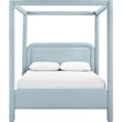 Bowery Hill Contemporary Light Blue Linen Textured Fabric Upholstered Queen Bed